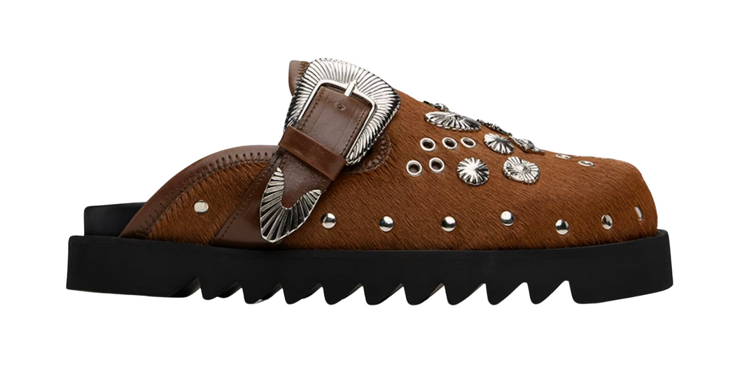 Toga Virilis 'Brown Fur' Studded Loafer