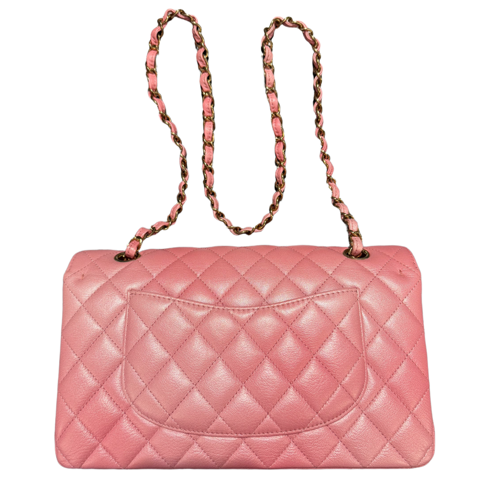 Chanel Classic Medium 'Pink Metallic' Gold Hardware Quilted Lambskin Double Flap Bag