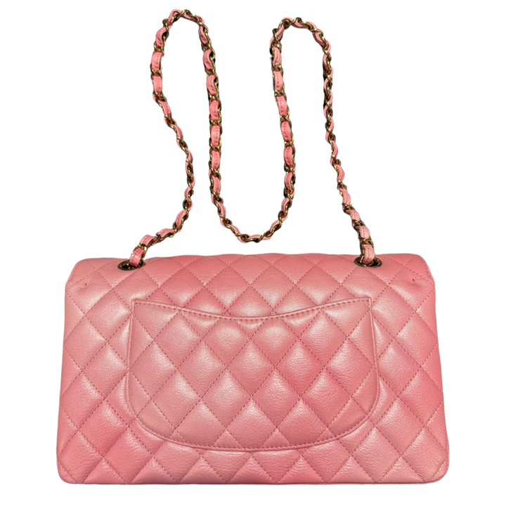 Chanel Classic Medium 'Pink Metallic' Gold Hardware Quilted Lambskin Double Flap Bag
