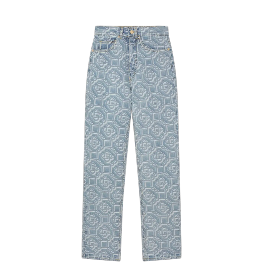 Casablanca 'Blue' Bleached Monogram Denim Pants