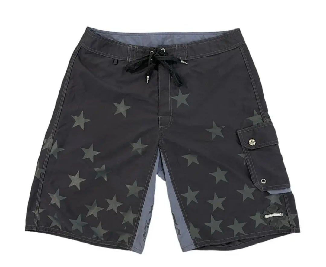 Chrome Hearts 'Black Stars' Board Shorts