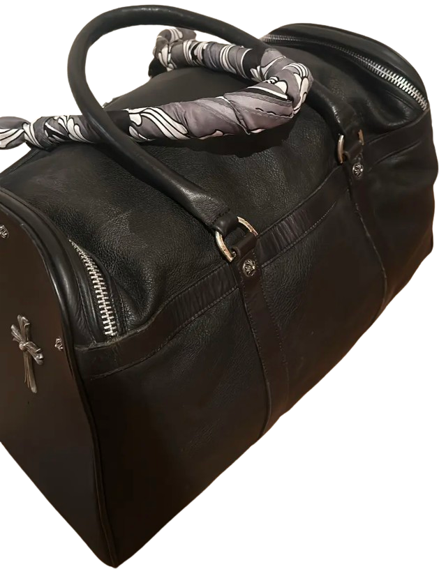Chrome Hearts 'XL Black Leather Crosses' Duffle Bag