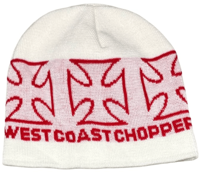 West Coast Choppers 'White/Red' Multi Cross Beanie