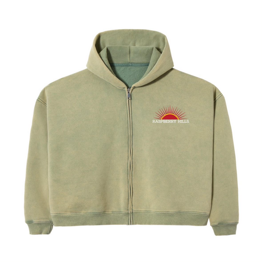 Gold+Vintage Gallery Raspberry Hills 'Casamigos' Olive Zip up Hoodie