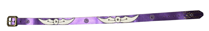 Studded 'White Leather Sun Spider Gem' Purple Belt