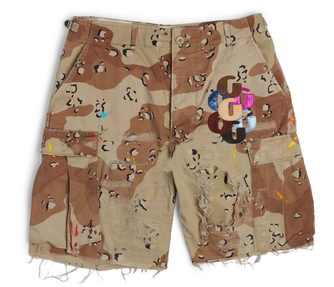 Gallery Dept 'Chocolate Chip Camo' G Patch Cargo Shorts