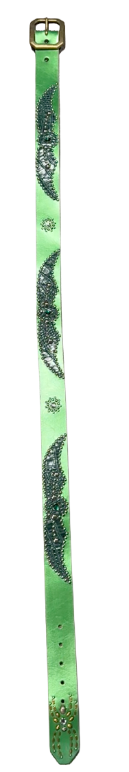 Studded 'Green Snakeskin Spider Gem' Green Belt