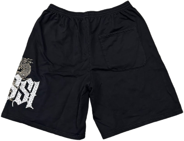 Bossi 'Gold Dragon' Black Rhinestone Sweatshorts
