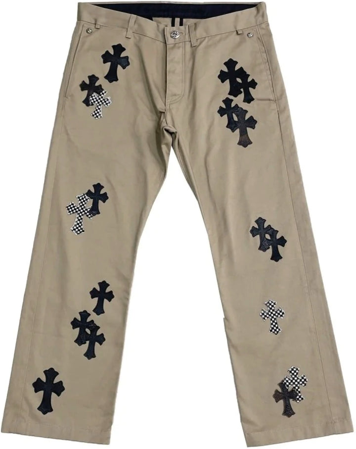 Chrome Hearts 'Black Camo Checker' Cross Patch Tan Chino Pants