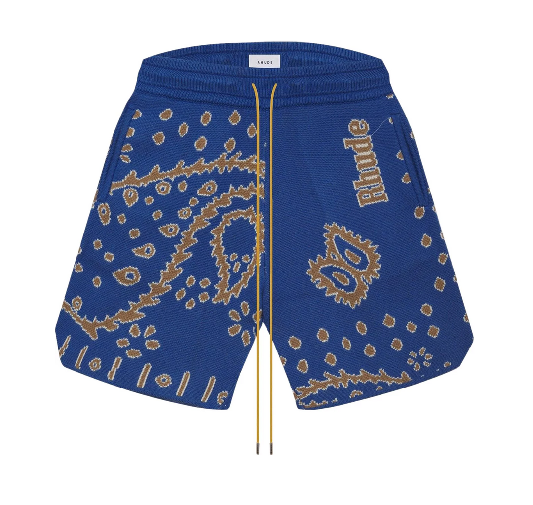Rhude 'Bandana' Blue Knit Shorts