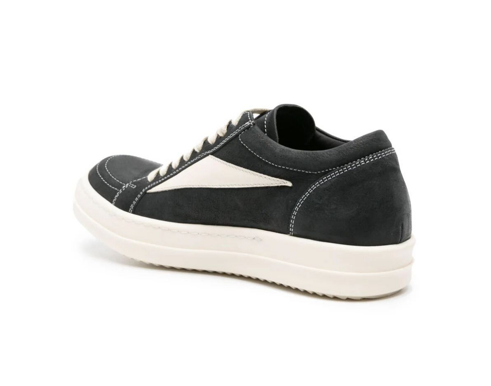 Rick Owens 'Black' Nubuck Suede Vintage Low Sneakers