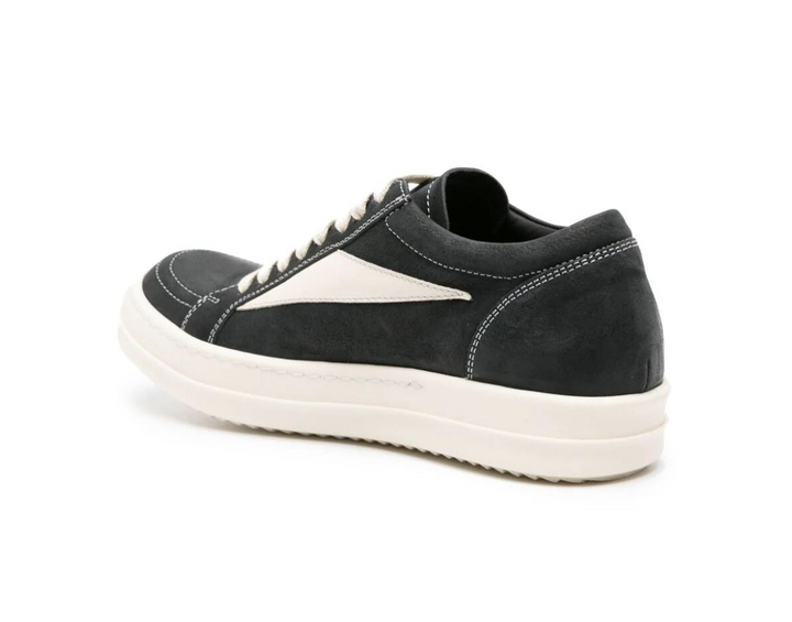 Rick Owens 'Black' Nubuck Suede Vintage Low Sneakers