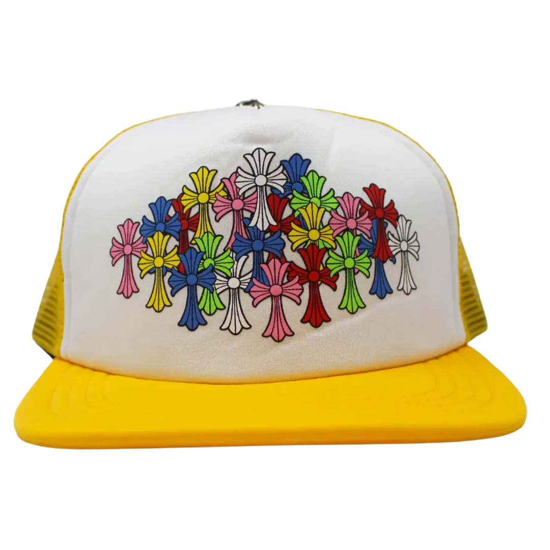 Chrome Hearts 'Multicolor Cross' Yellow Trucker Hat