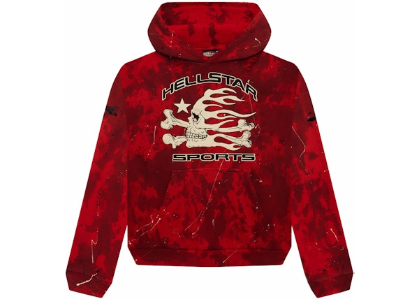 Hellstar Sports Red Tie-Dye Skull Hoodie