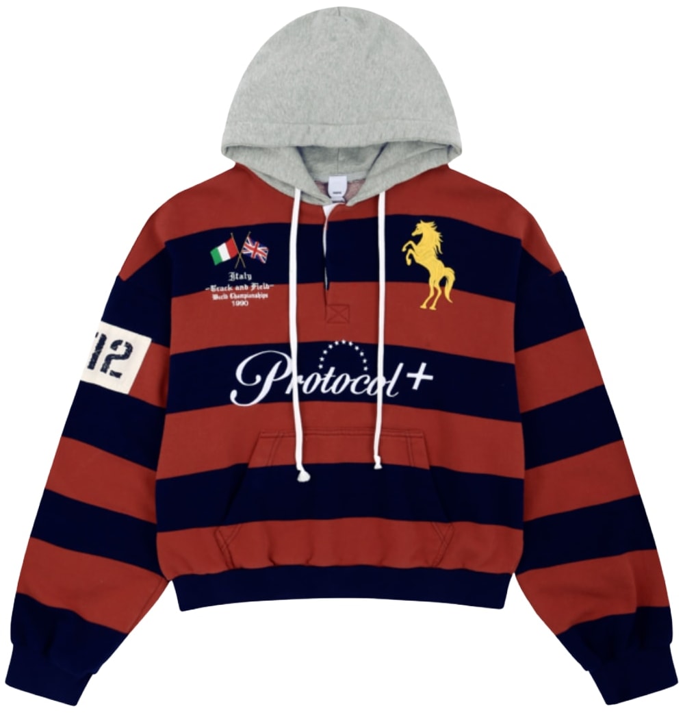 Protocol Index 'Red' Stripe Polo Hoodie – Showroom LA