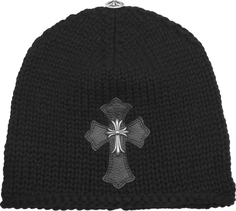 Chrome Hearts 'Double Cross' Silver Patch Knit Beanie