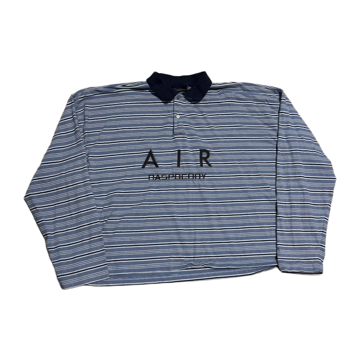 Gold+Vintage Gallery Raspberry Hills 'Air' Blue Longsleeve Polo