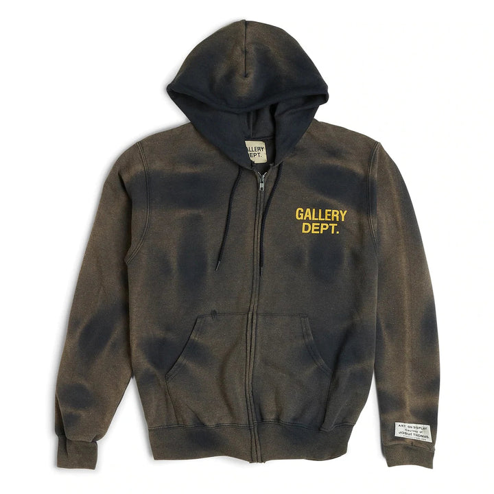 Gallery Dept Sunfaded Zip Up Hoodie 'Black'