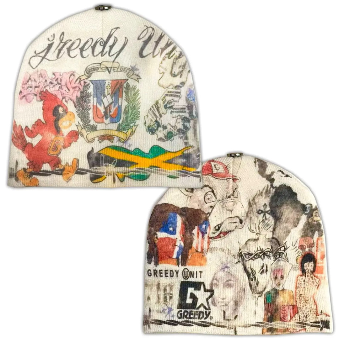 Greedy Unit 'Cream' All Over Print Beanie