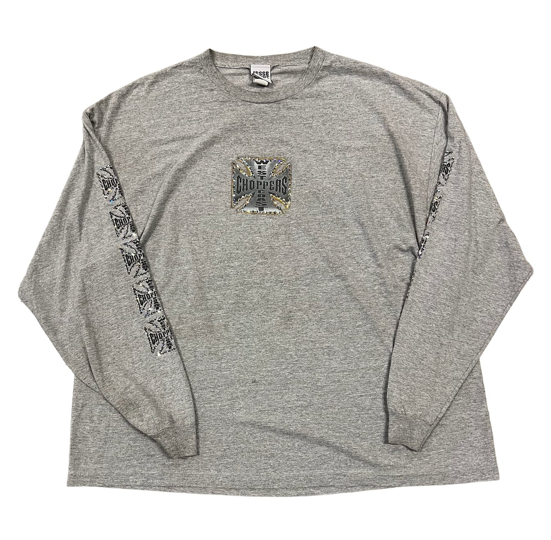 West Coast Choppers 'Grey' Rhinestone Vintage Longsleeve
