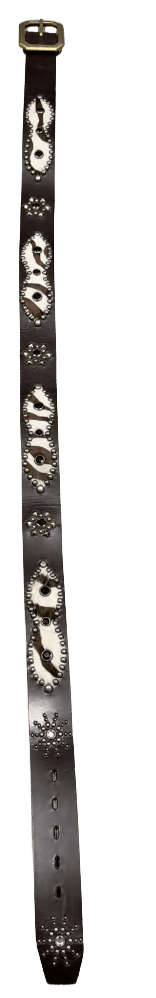 Studded 'Striped Fur/ Sun Gem' Brown Belt