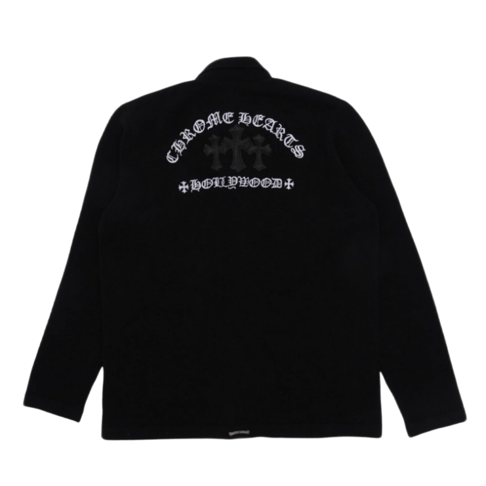 Chrome Hearts 'Hollywood Cross Patch' Black Blend Knit Button Up Cardigan