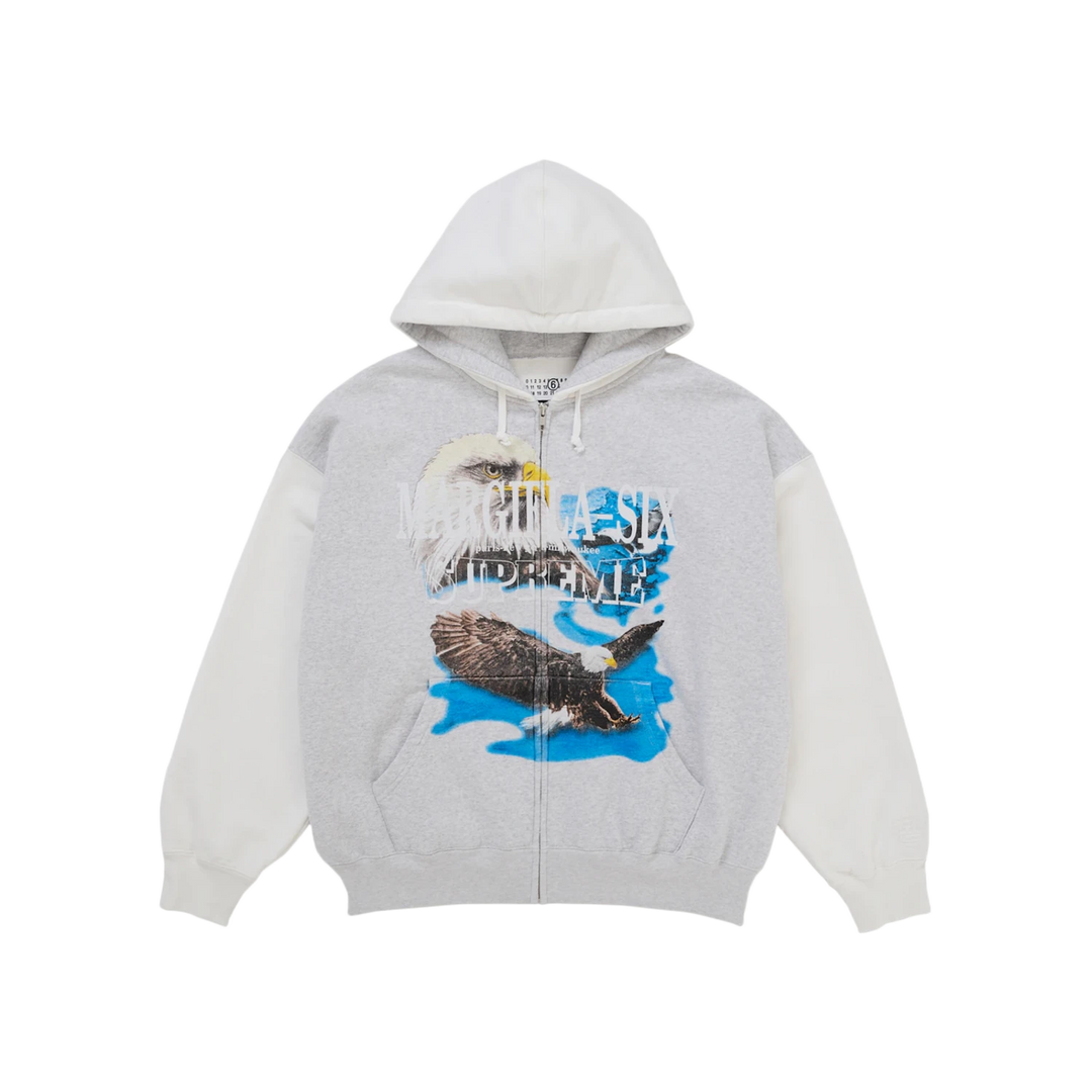 Supreme MM6 Maison Margiela Eagle Zip Up Hooded Sweatshirt White