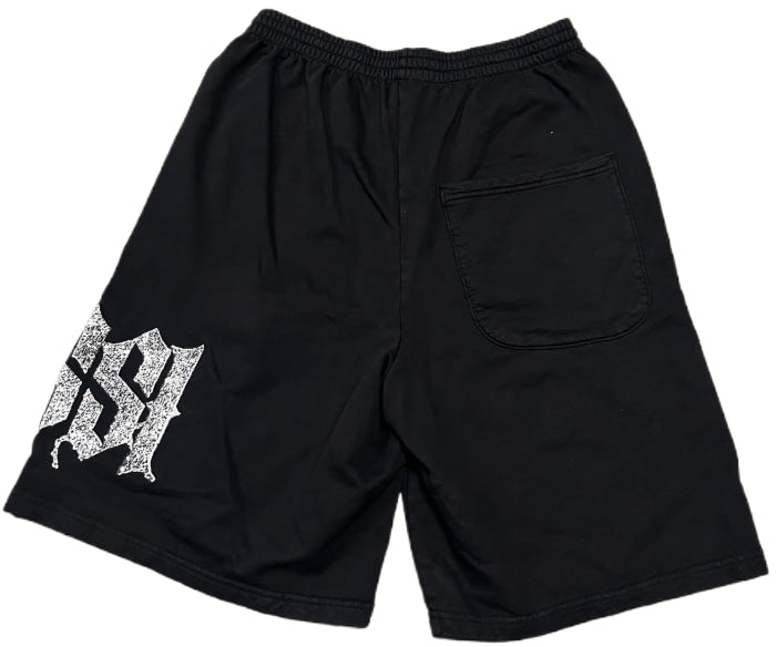 Bossi 'Mohawk White Skull' Rhinestone Sweatshorts