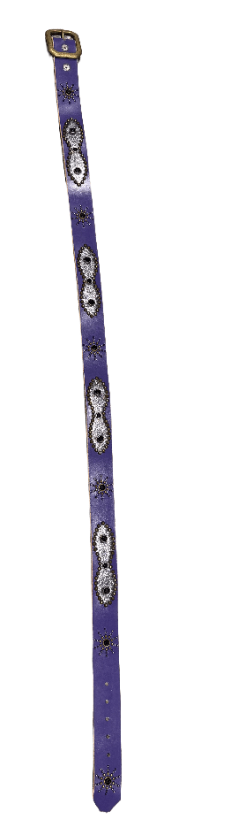 Studded 'Silver Chrome Leather/ Sun Gem' Purple Belt