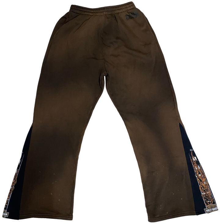 Bossi 'Harley Davidson Flame' Brown Bleached Flare Sweats
