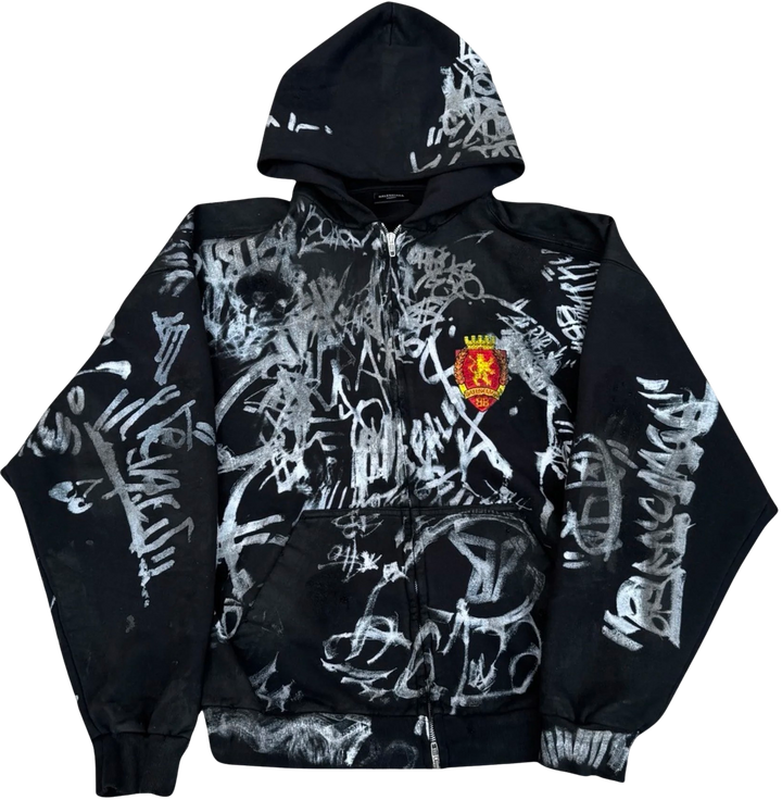 Balenciaga 'Black' Skater Zip Up Hoodie