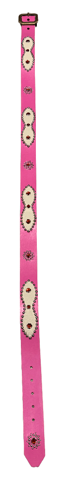 Studded 'Tan Leather Sun Gem' Pink Belt