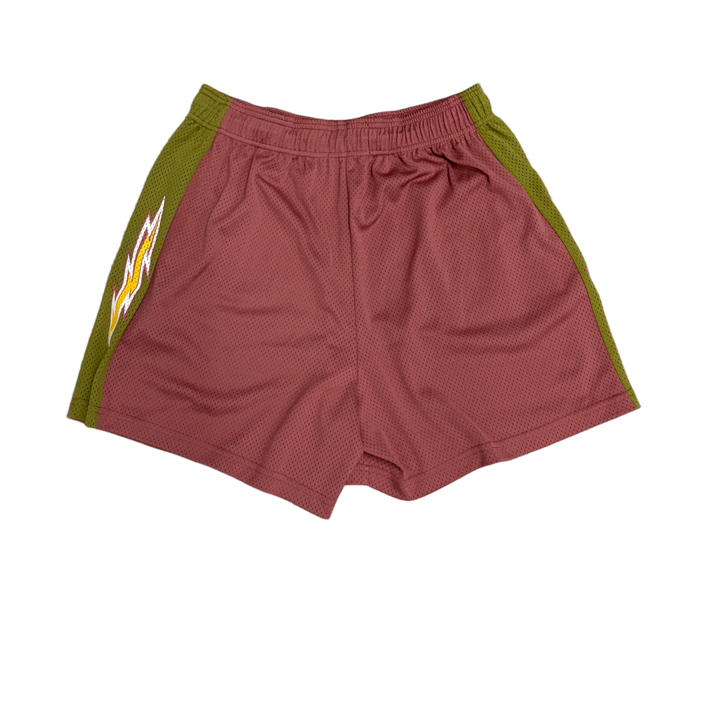 Eric Emanuel 'Mauve' Lightning Bolt Basic Mesh Shorts