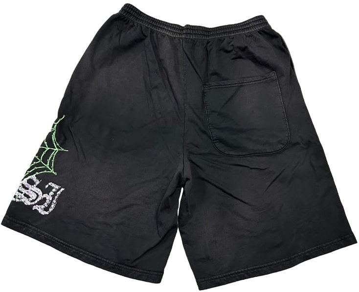Bossi 'Green Spiderweb' Rhinestone Sweatshorts