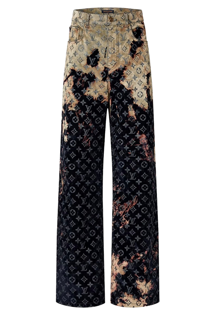 Louis Vuitton 'Bleach Effect' Monogram Denim Pants