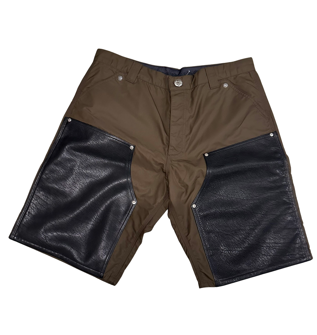 Chrome Hearts 'Brown' Nylon & Leather Double Knee Carpenter Shorts