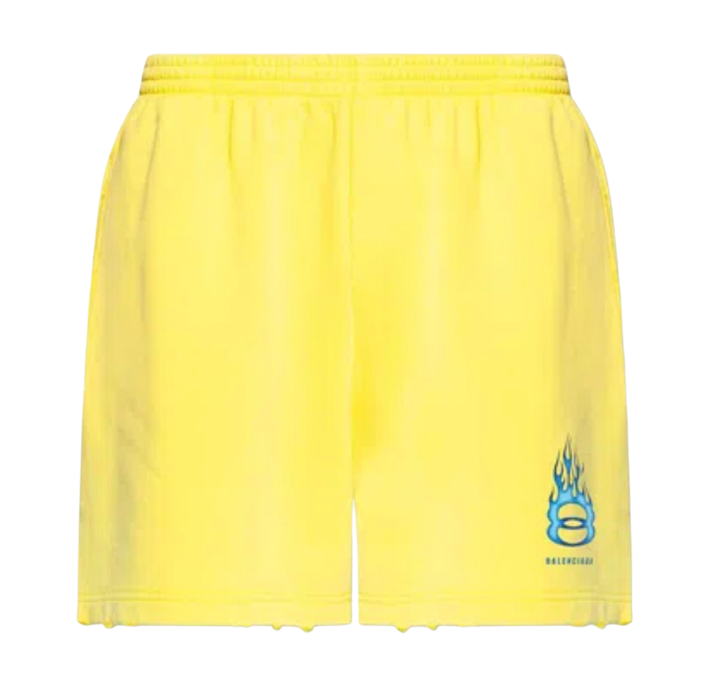 Balenciaga 'Burning Unity' Yellow/Blue Bermuda Shorts