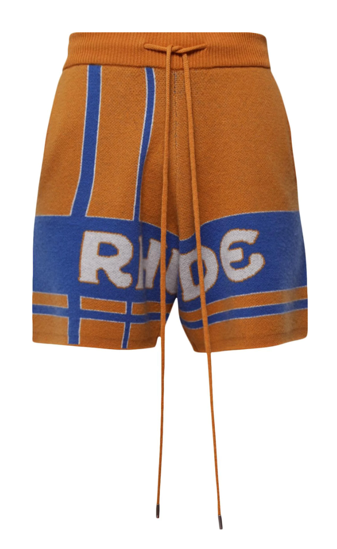 Rhude 'Palm' Mustard/Blue Knit Shorts