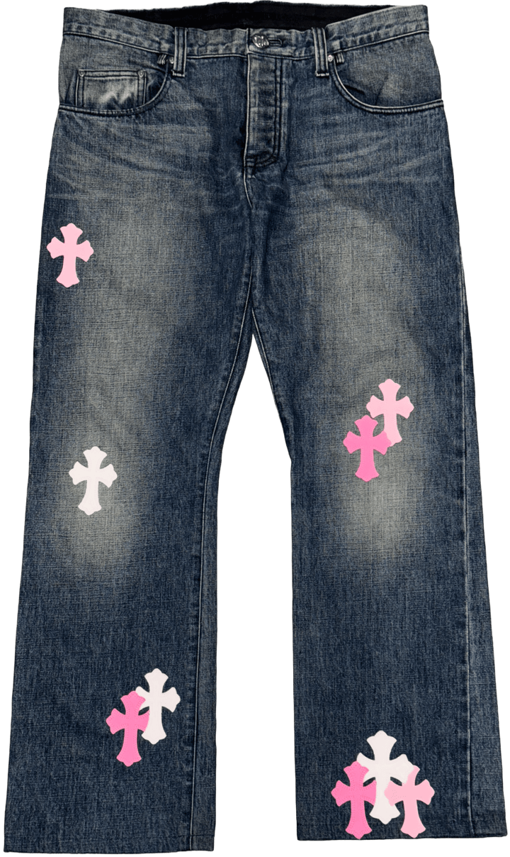 Chrome Hearts 'Pink Patch' Indigo Wash Jeans