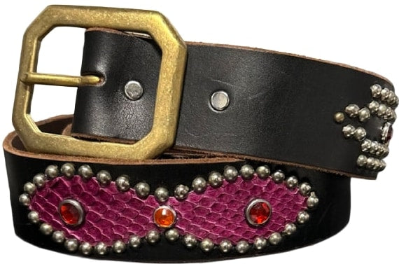 Studded 'Violet Snakeskin Dagger' Belt