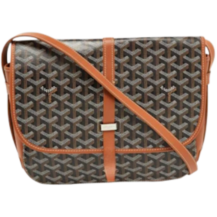 Goyard Belvedere Messenger Goyardine MM Black Tan
