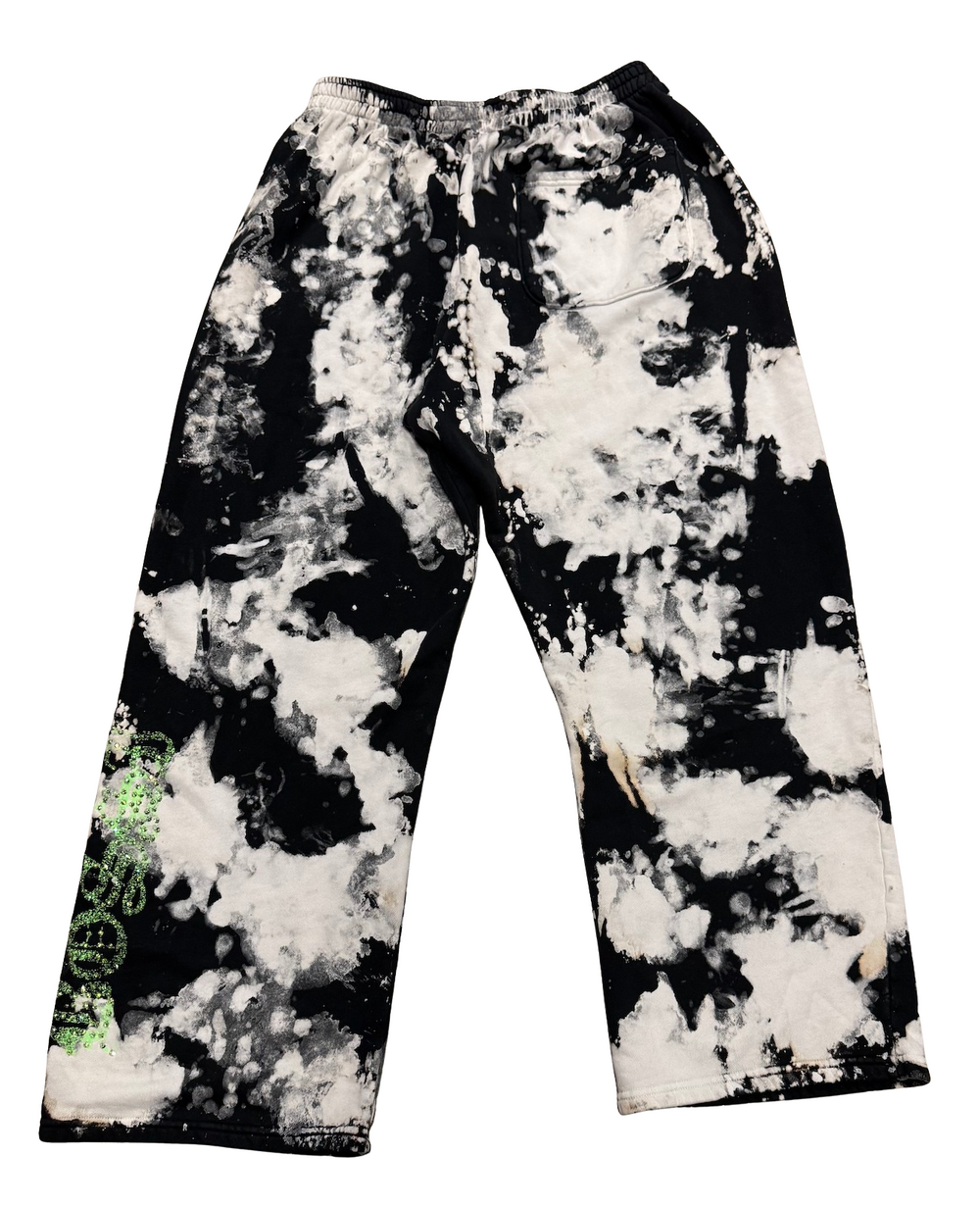 Bossi 'Tie-Dye' Black/White Rhinestone Sweatpants