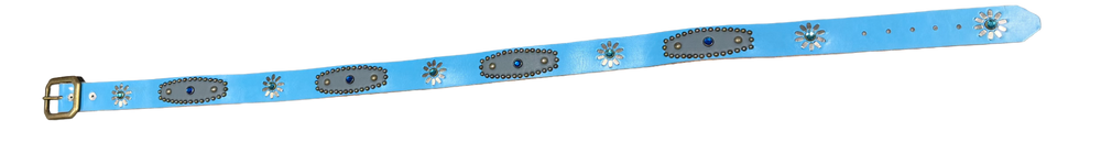Studded 'Silver Leather/ Sun Gem' Baby Blue Belt