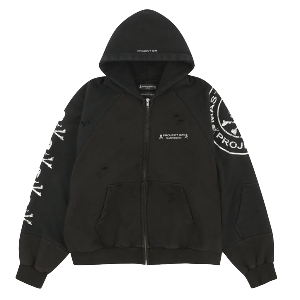 PROJECT G/R mastermind ブラック フルジップフーディ Project G/R 'Mastermind' Black Zip-Up – Showroom LA