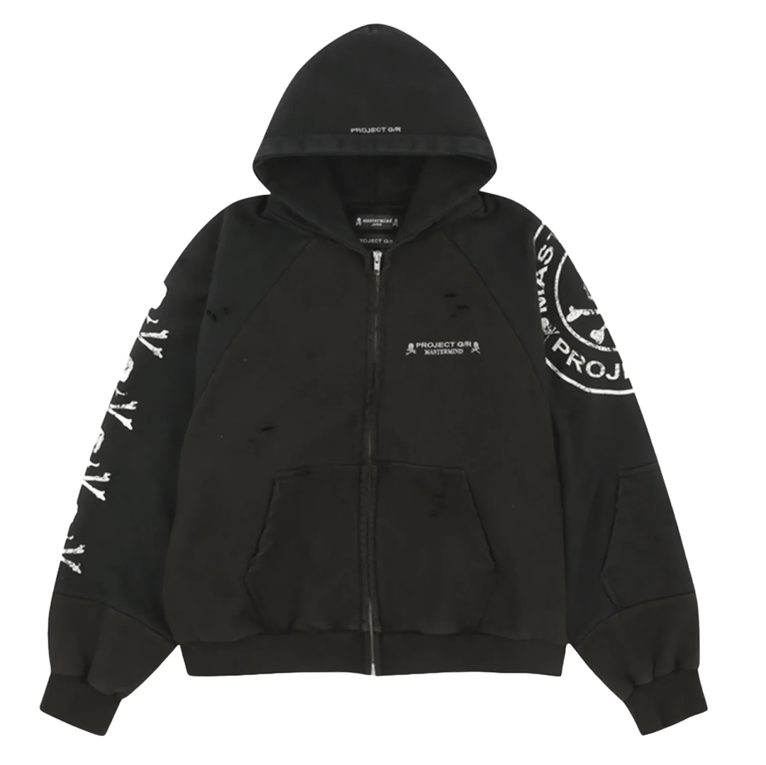 susuchi様project/gr mastermind ジップアップパーカー Project G/R 'Mastermind' Black Zip-Up – Showroom LA