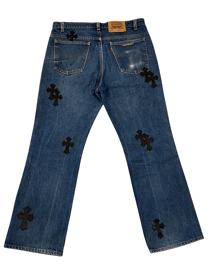 Chrome Hearts '20 Patch' Faded Blue Denim Jeans