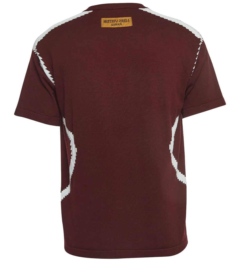 Louis Vuitton 'Burgundy' Intarsia Cotton Knit Crewneck Tee