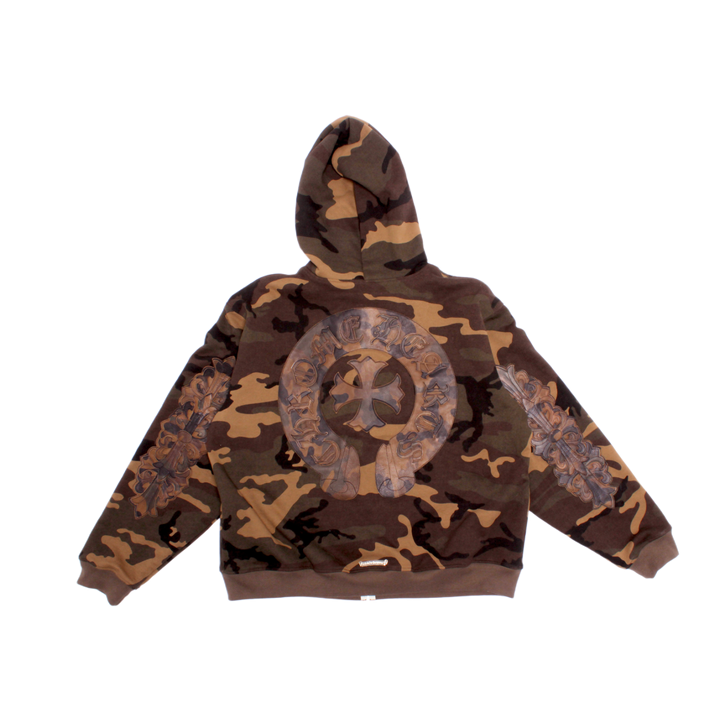 Chrome Hearts 'Camo Leather Horseshoe Patch' Thermal Zip Up Hoodie