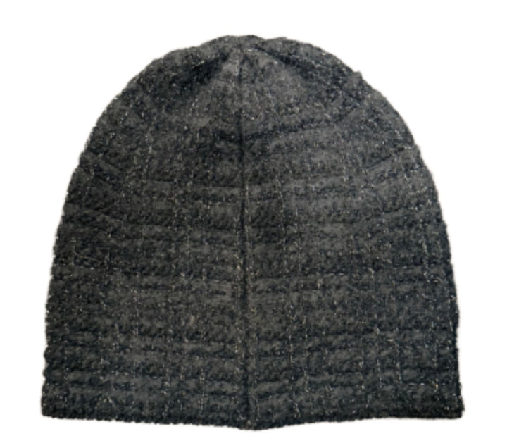 Chanel Tweed Black/Silver Glitter Woven Beanie (Version 2)