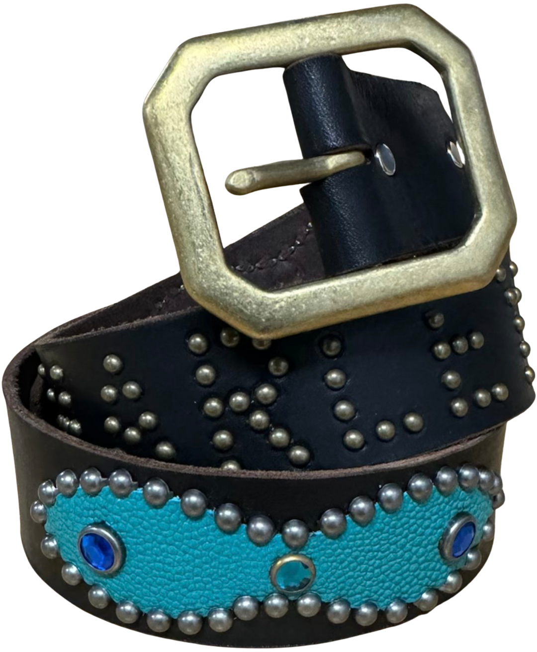 Studded 'Teal' Harley Davidson Belt